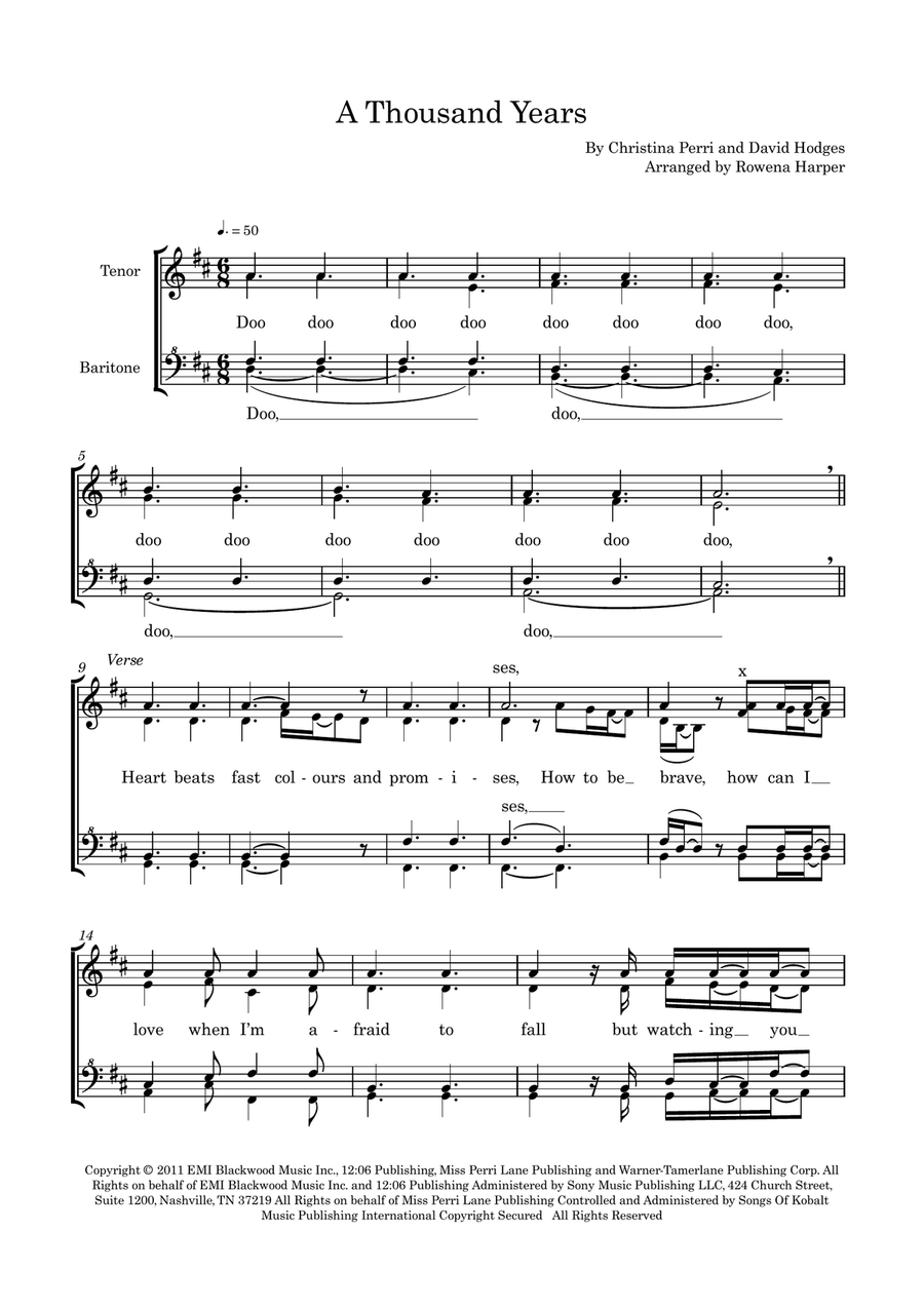 A Thousand Years SSAA scores gallery preview page 1