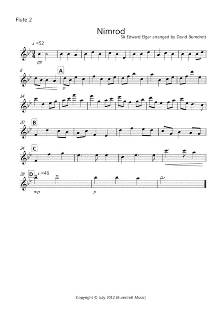 Nimrod (from the Enigma Variations) for Flute Quartet Flute Quartet scores gallery preview page 4
