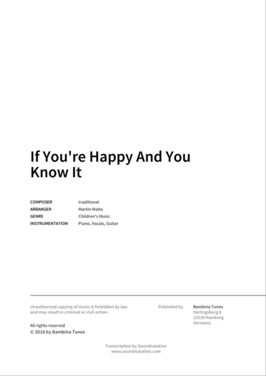 If You're Happy And You Know It Piano, Vocal, Guitar scores gallery preview page 2