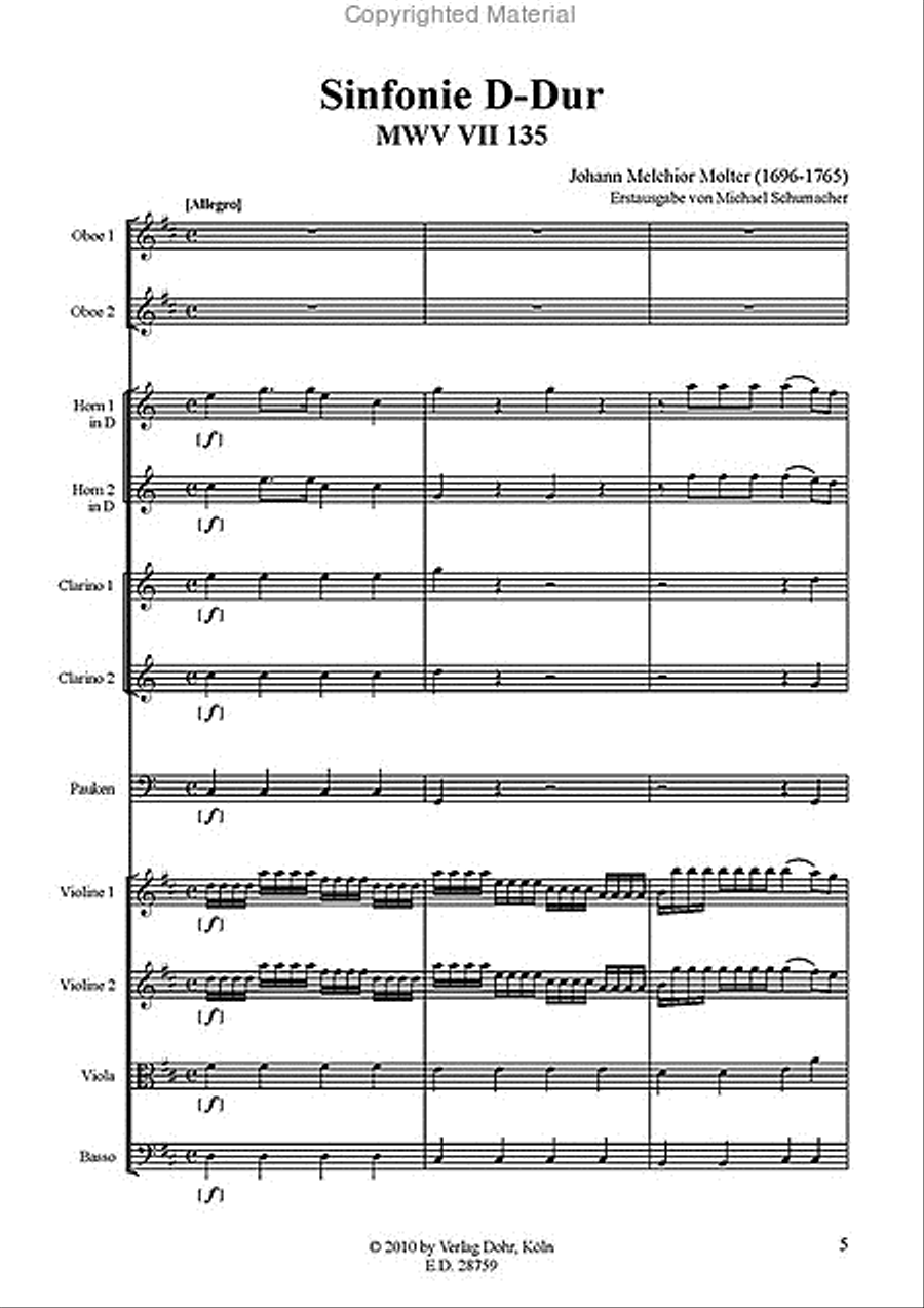 Sinfonie Nr. 135 D-Dur MWV VII 135 Orchestra scores gallery preview page 2