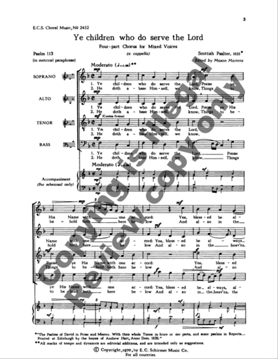 Ye Children Who Do Serve the Lord 4-Part scores gallery preview page 6