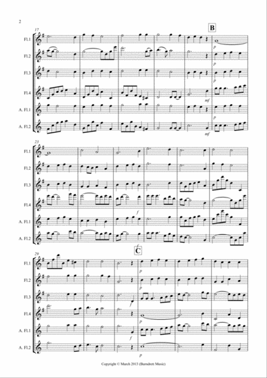 Shenandoah for Flute Quartet Flute Quartet scores gallery preview page 2