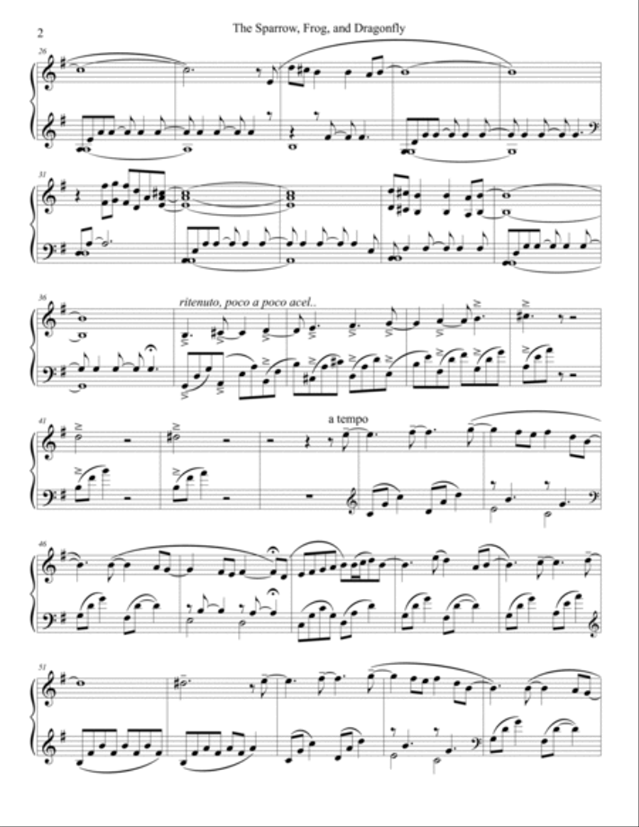 The Sparrow, Frog, and Dragonfly Piano Solo scores gallery preview page 2