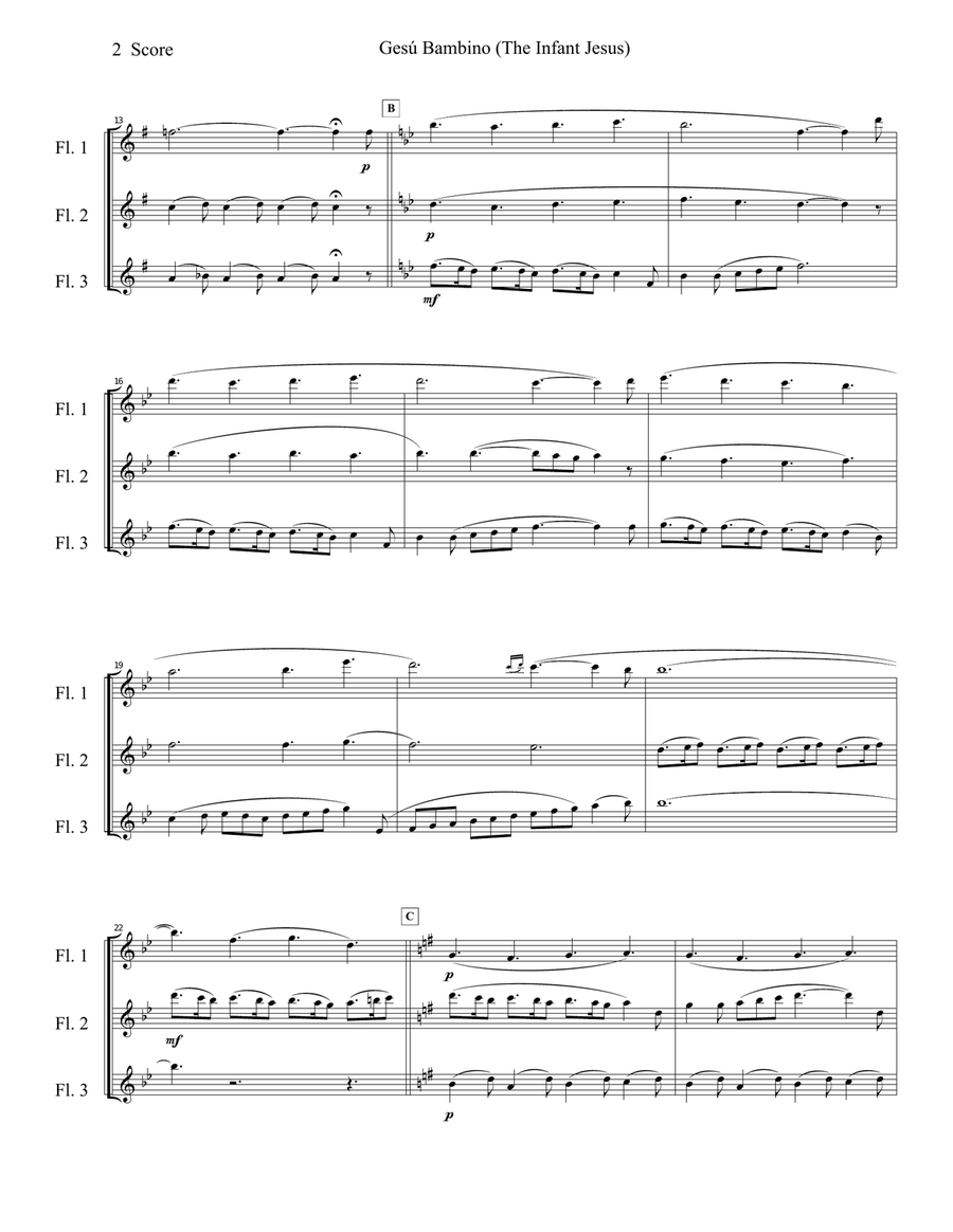 Gesu Bambino for Flute Trio Gesu Bambino for Flute Trio Flute Trio scores gallery preview page 3