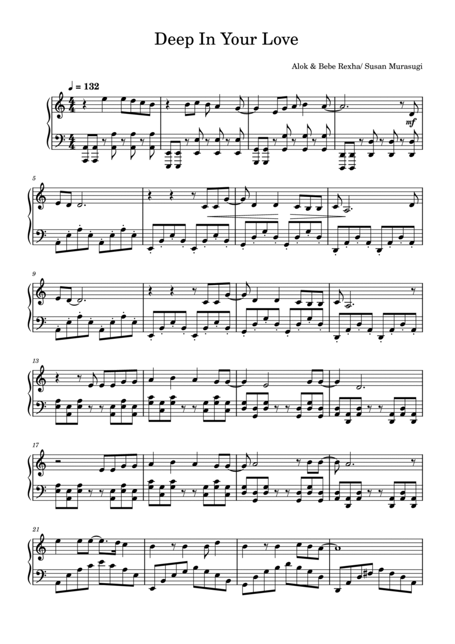 Deep In Your Love Piano Solo scores gallery preview page 1