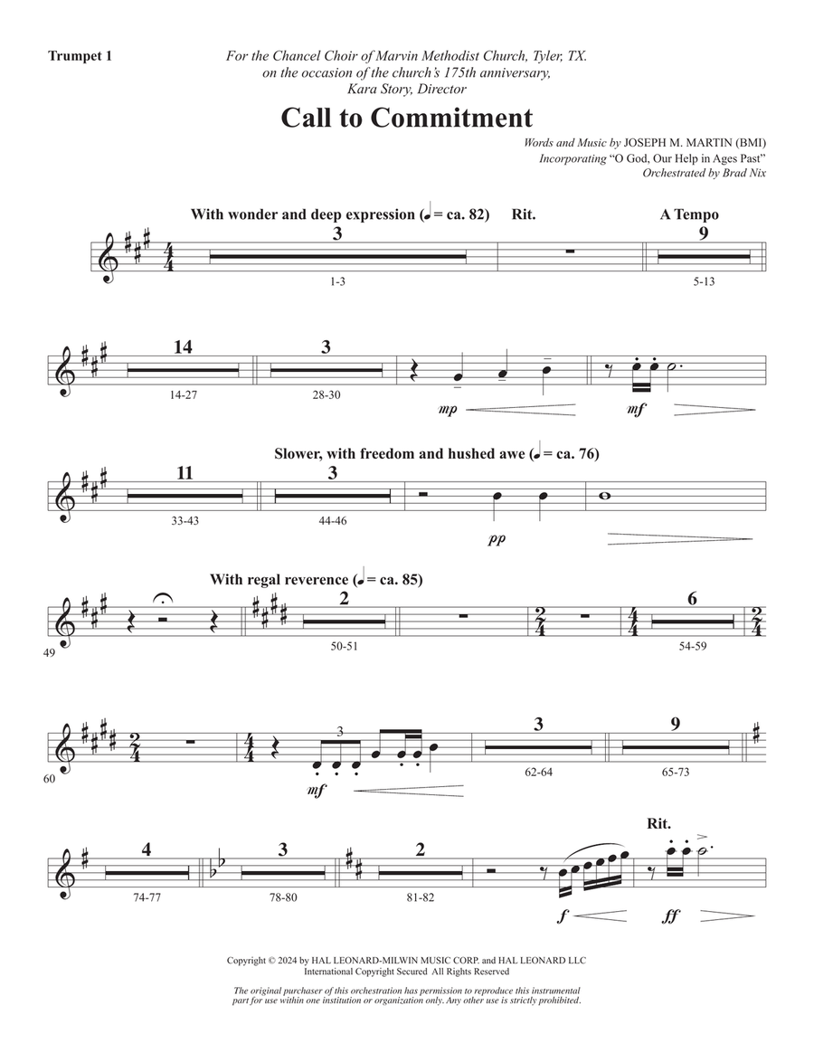 Call To Commitment - Trumpet 1 Choir scores gallery preview page 1