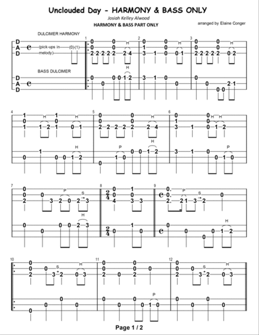 The Unclouded Day - HARMONY & BASS PART ONLY