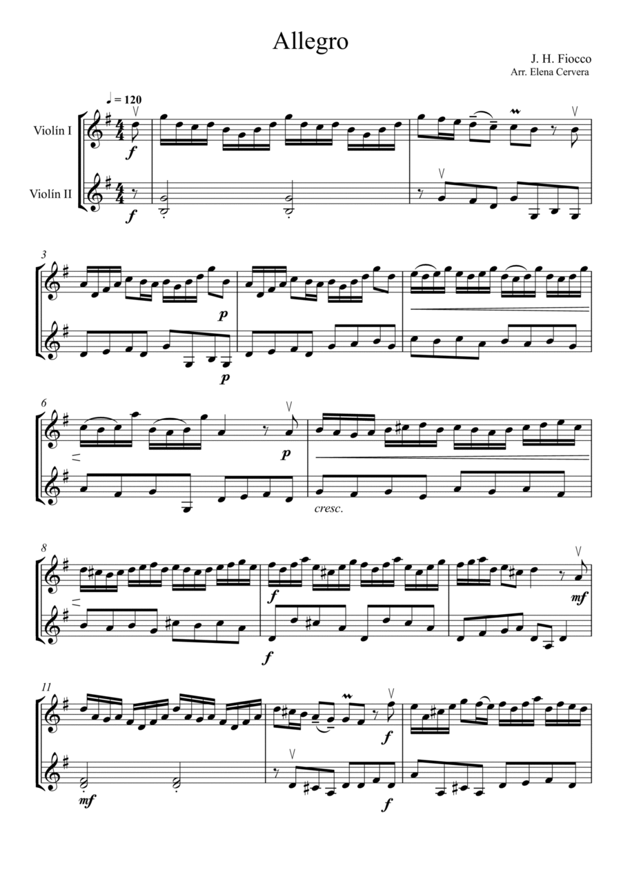 Allegro in G-dur String Duet scores gallery preview page 1