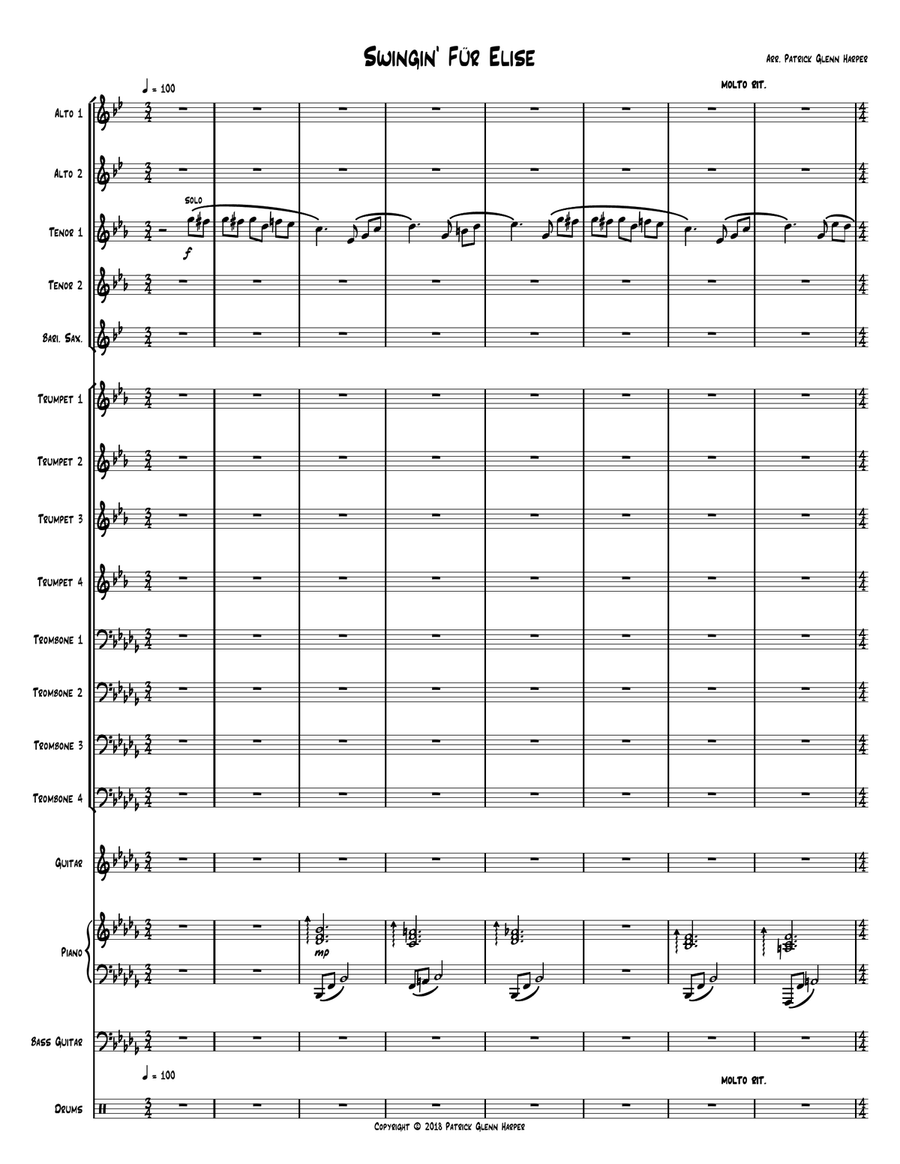 Swingin' Fur Elise - for Jazz Band Jazz Ensemble scores gallery preview page 2