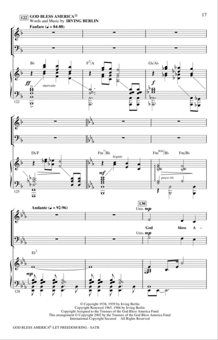 God Bless America (Let Freedom Ring) (Medley) 4-Part scores gallery preview page 16