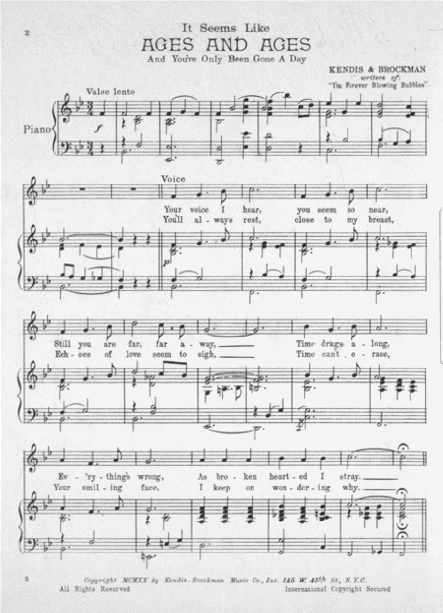 It Seems Like Ages and Ages (And You've Only Been Gone a Day) Voice scores gallery preview page 2