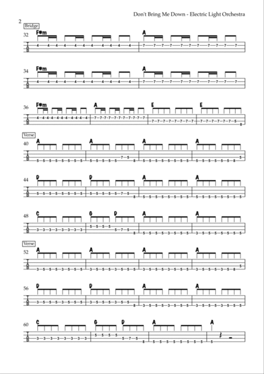 Don't Bring Me Down Guitar Tablature scores gallery preview page 2