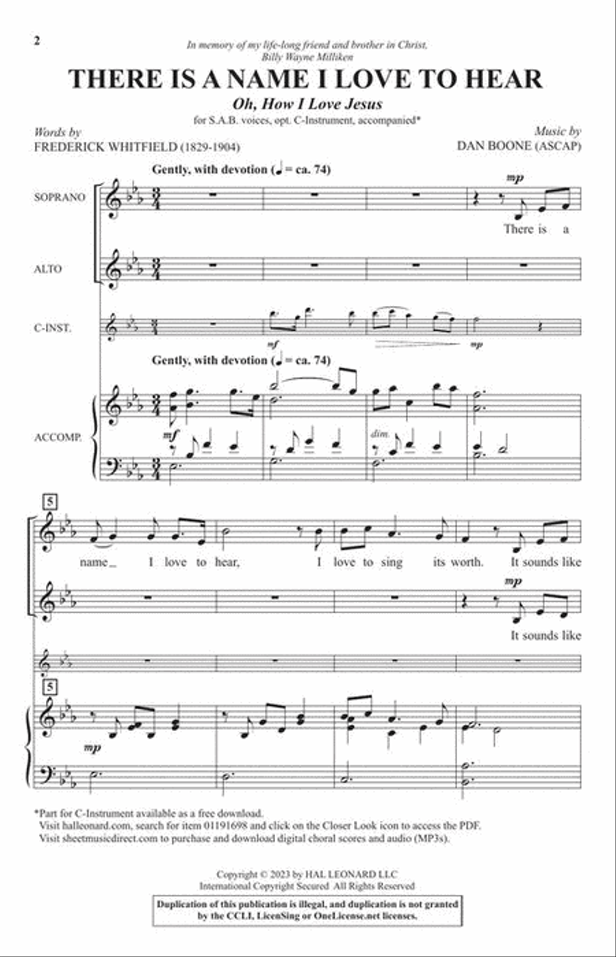 There Is a Name I Love to Hear 3-Part scores gallery preview page 3