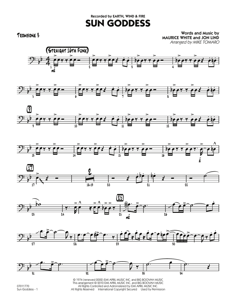 Sun Goddess - Trombone 3 Jazz Ensemble scores gallery preview page 1