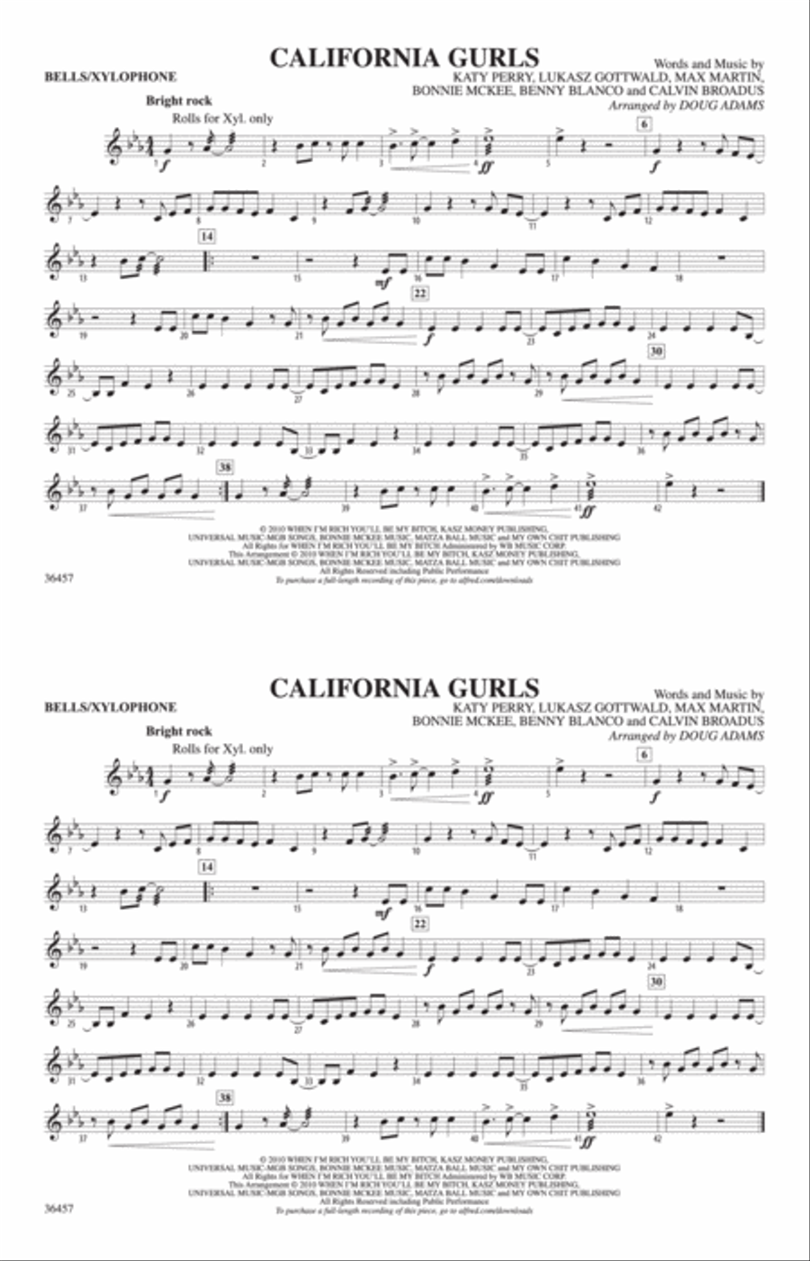 California Gurls: Mallets Marching Band scores gallery preview page 1