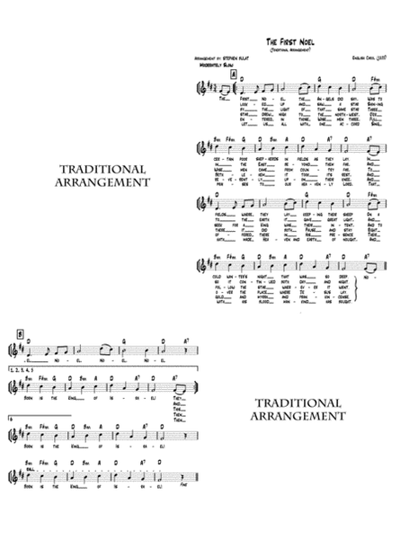 The First Noel - Lead sheet arranged in traditional and jazz style (key of D)