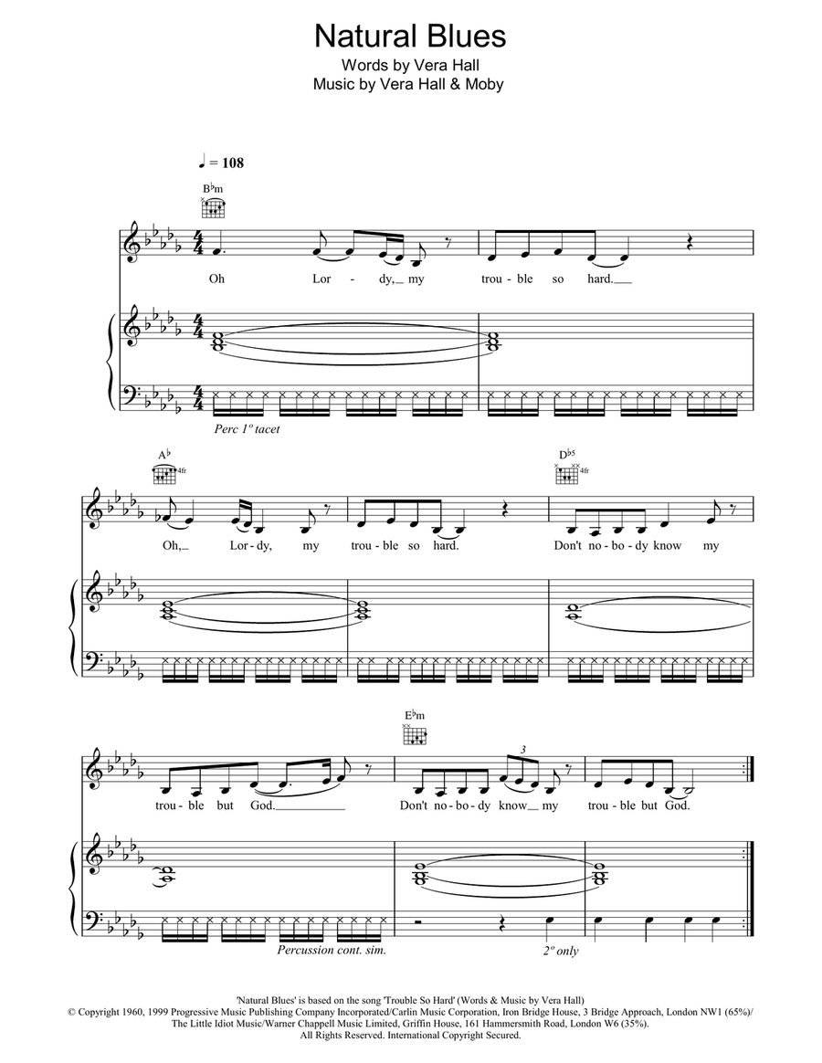 Natural Blues Piano, Vocal, Guitar scores gallery preview page 1