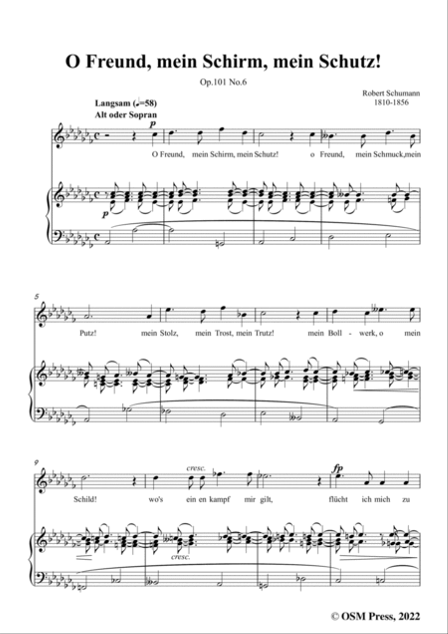 Schumann-O Freund,mein Schirm,mein Schutz!Op.101 No.6,in a flat minor Voice scores gallery preview page 3