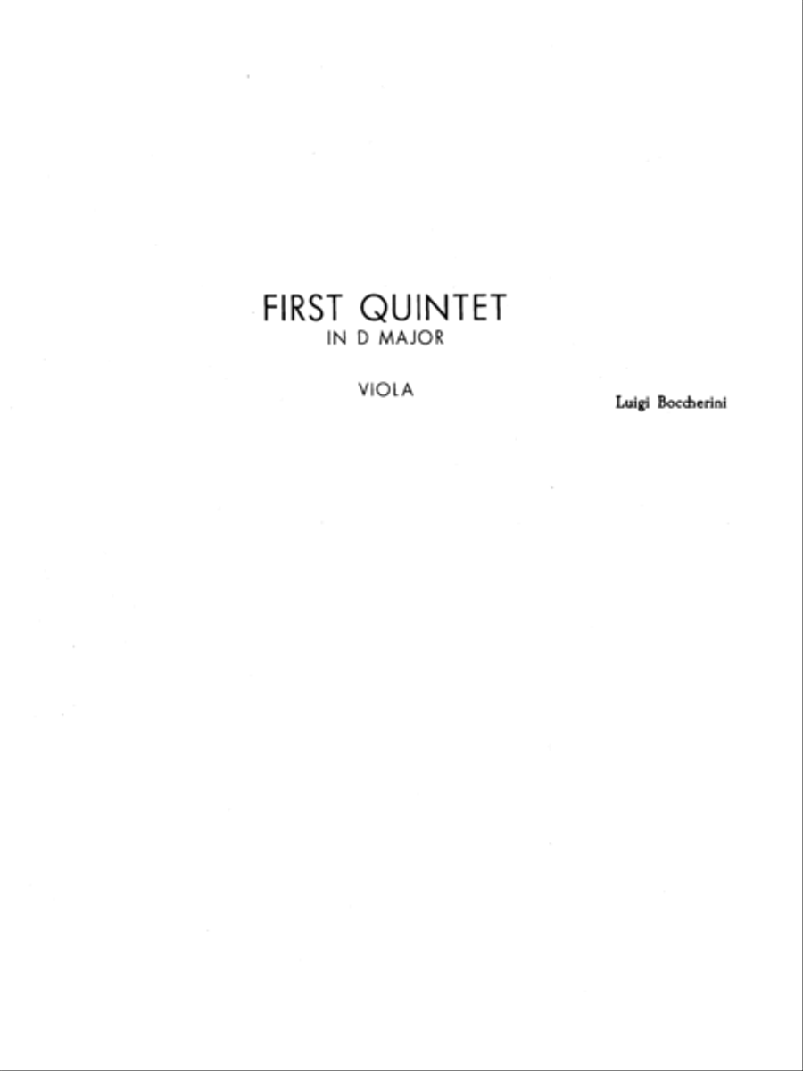 Boccherini: First Quintet in D Major, for Two Violins, Viola, Cello and Guitar Viola scores gallery preview page 1