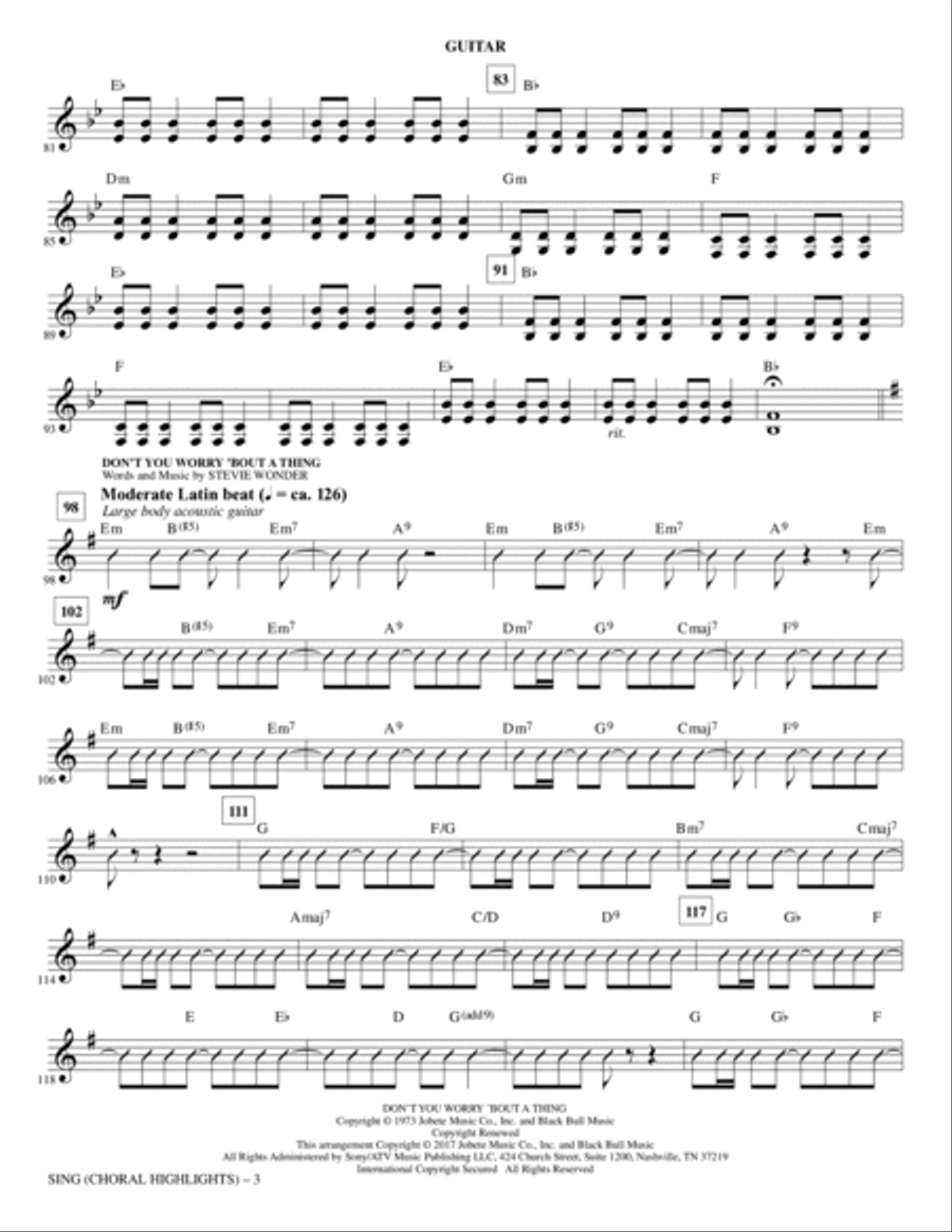 Sing (Choral Highlights) - Guitar Choir scores gallery preview page 3
