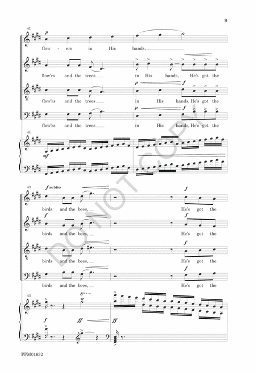 He's Got the Whole World in His Hands 4-Part scores gallery preview page 12