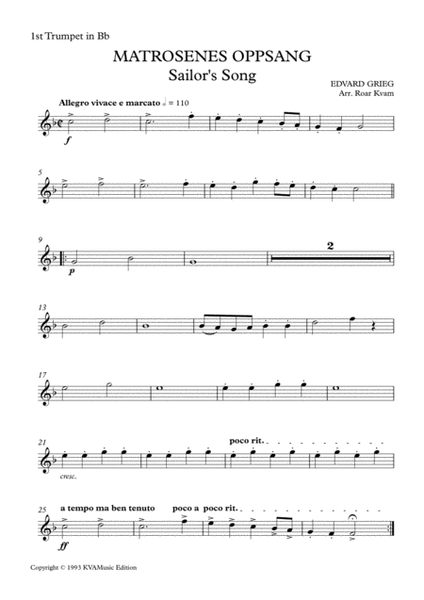E. Grieg: Matrosenes Oppsang / Sailor's Song (Brass Quintet) image number null