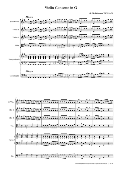 Violin Concerto in G TVW 51:G8