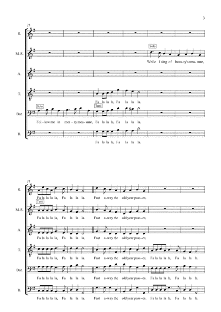Deck The Hall (SSATBB) Divisi scores gallery preview page 3