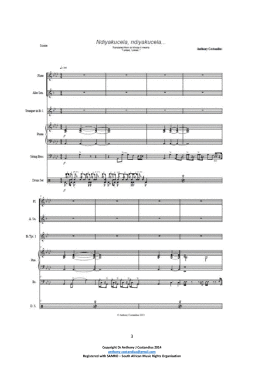 Ndiyakucela, Ndiyakucela... Jazz Ensemble scores gallery preview page 3