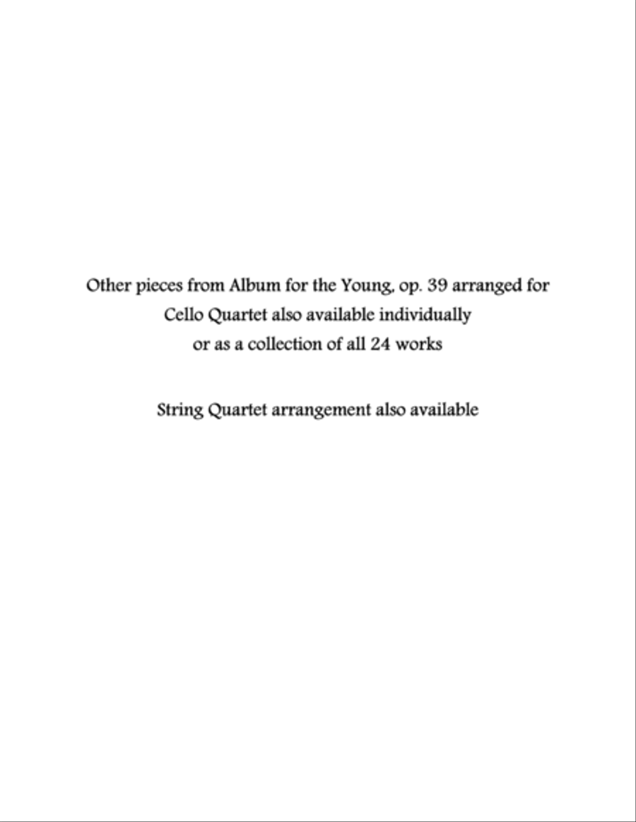 Album for the Young, op 39, No. 3: Hobby-Horse for Cello Quartet String Quartet scores gallery preview page 2