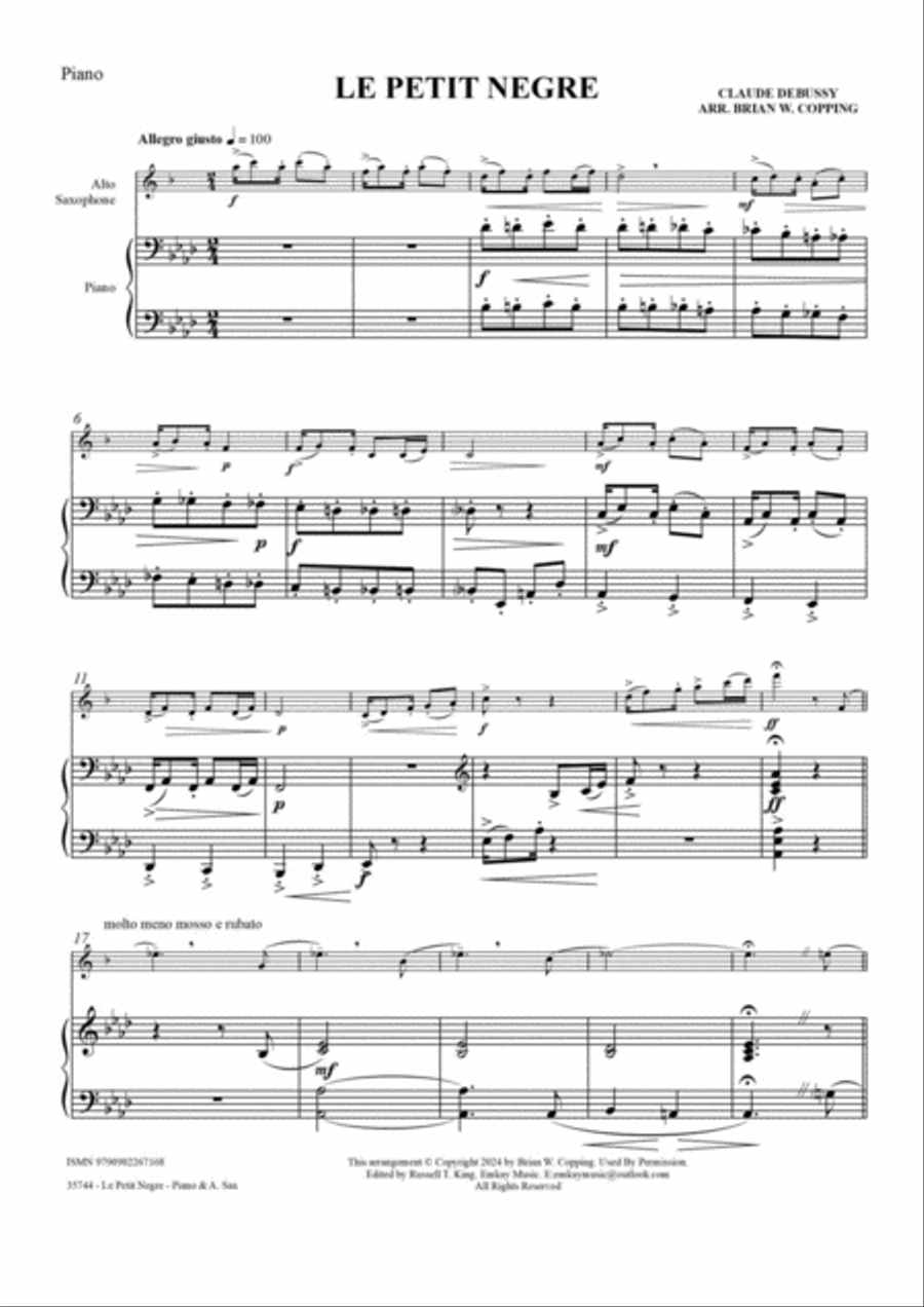 LE PETIT NEGRE – ALTO SAXOPHONE & PIANO Alto Saxophone scores gallery preview page 2