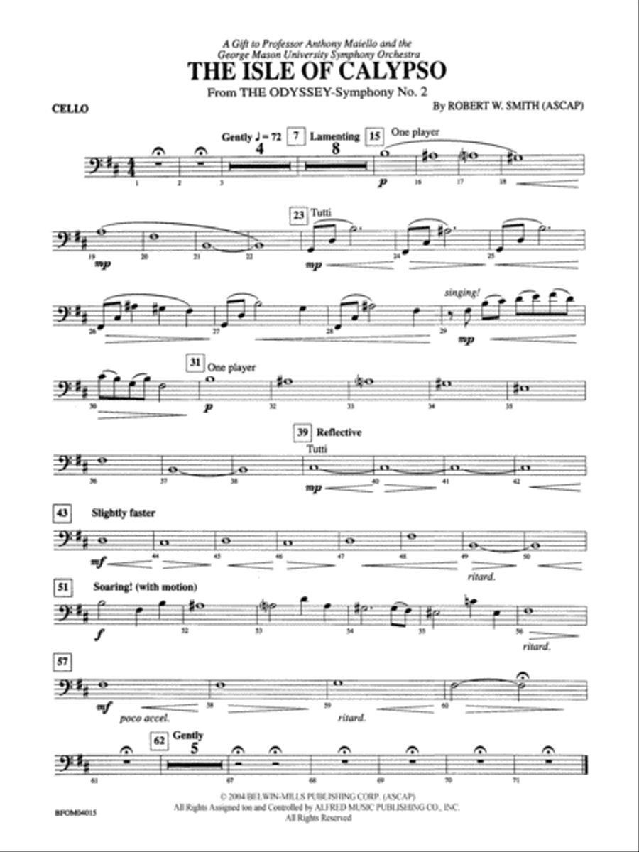 The Isle of Calypso (from The Odyssey (Symphony No. 2)): Cello Full Orchestra scores gallery preview page 1