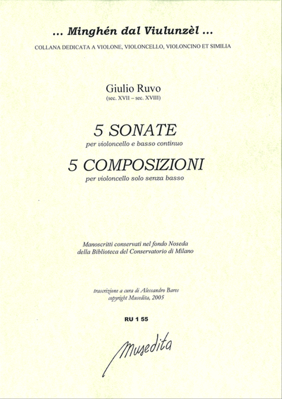 5 Sonate e 5 Composizioni (ms, I-Mc) Cello Solo scores gallery preview page 1