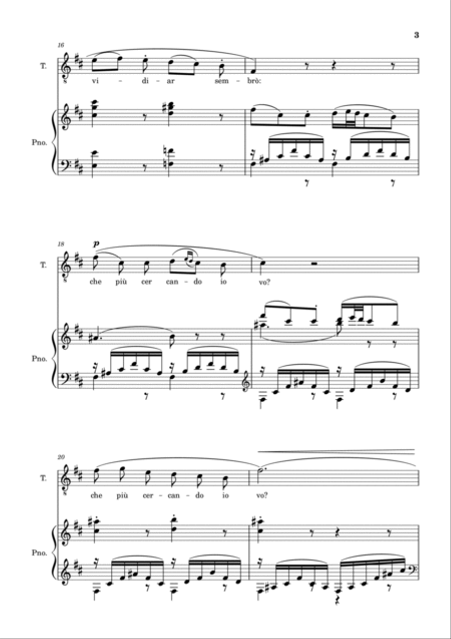 Una Furtiva Lagrima (Tenor in Bm) Piano, Vocal, Guitar scores gallery preview page 3