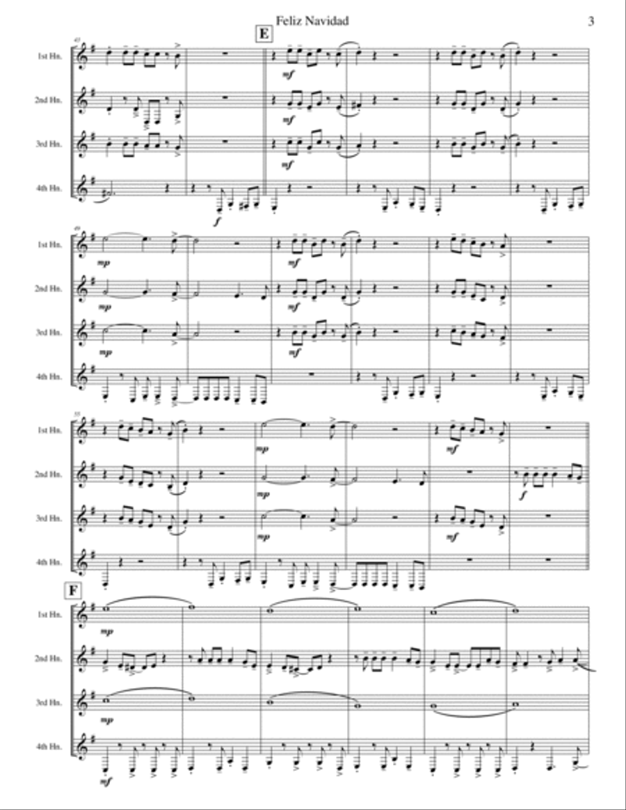 Feliz Navidad Feliz Navidad Brass Quartet scores gallery preview page 3