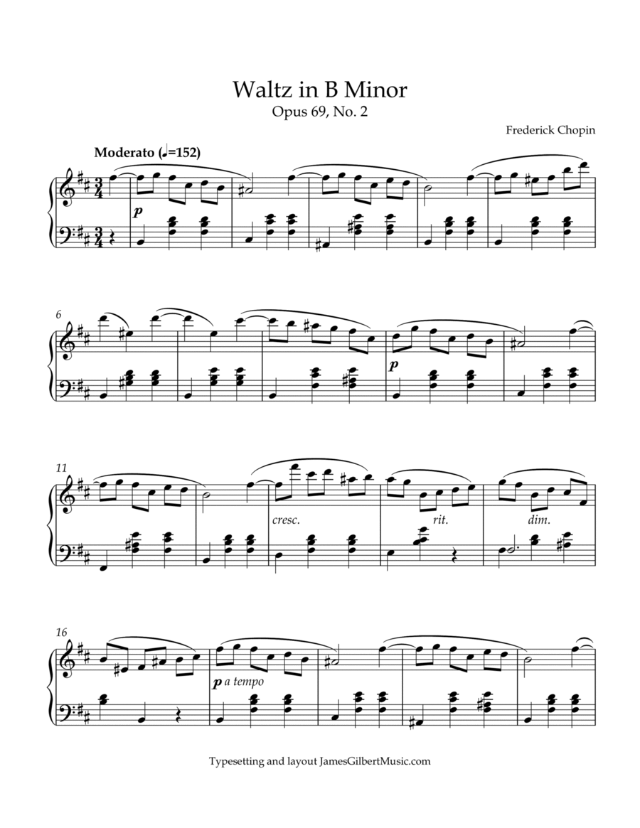 Waltz in B minor, Opus 69 No 2 Piano Method scores gallery preview page 1
