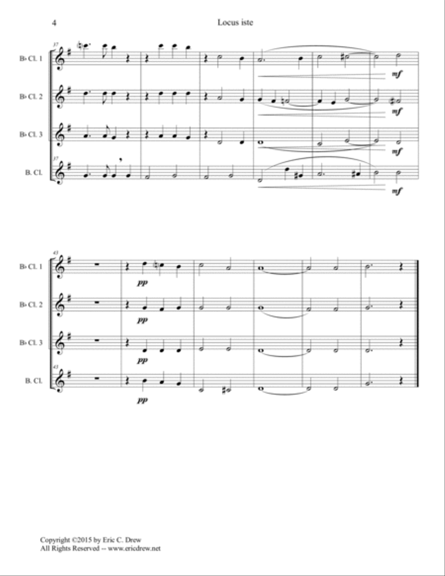 Locus Iste (for Clarinet Quartet) Clarinet Quartet scores gallery preview page 4