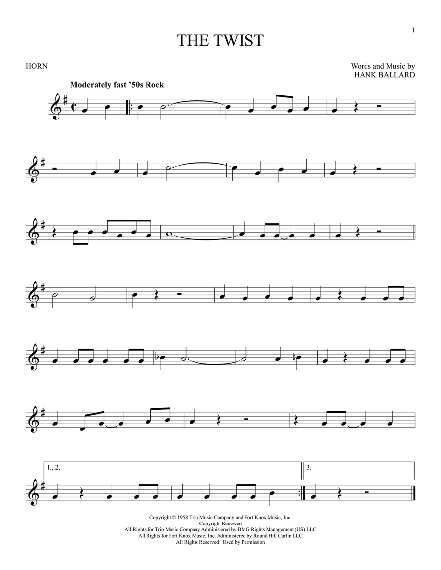 The Twist Horn Solo scores gallery preview page 1