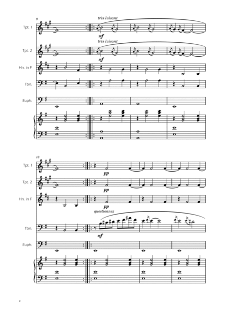 Erik Satie - Gnosienne no1 - Brass Quintet w/ Piano Brass Quintet scores gallery preview page 2