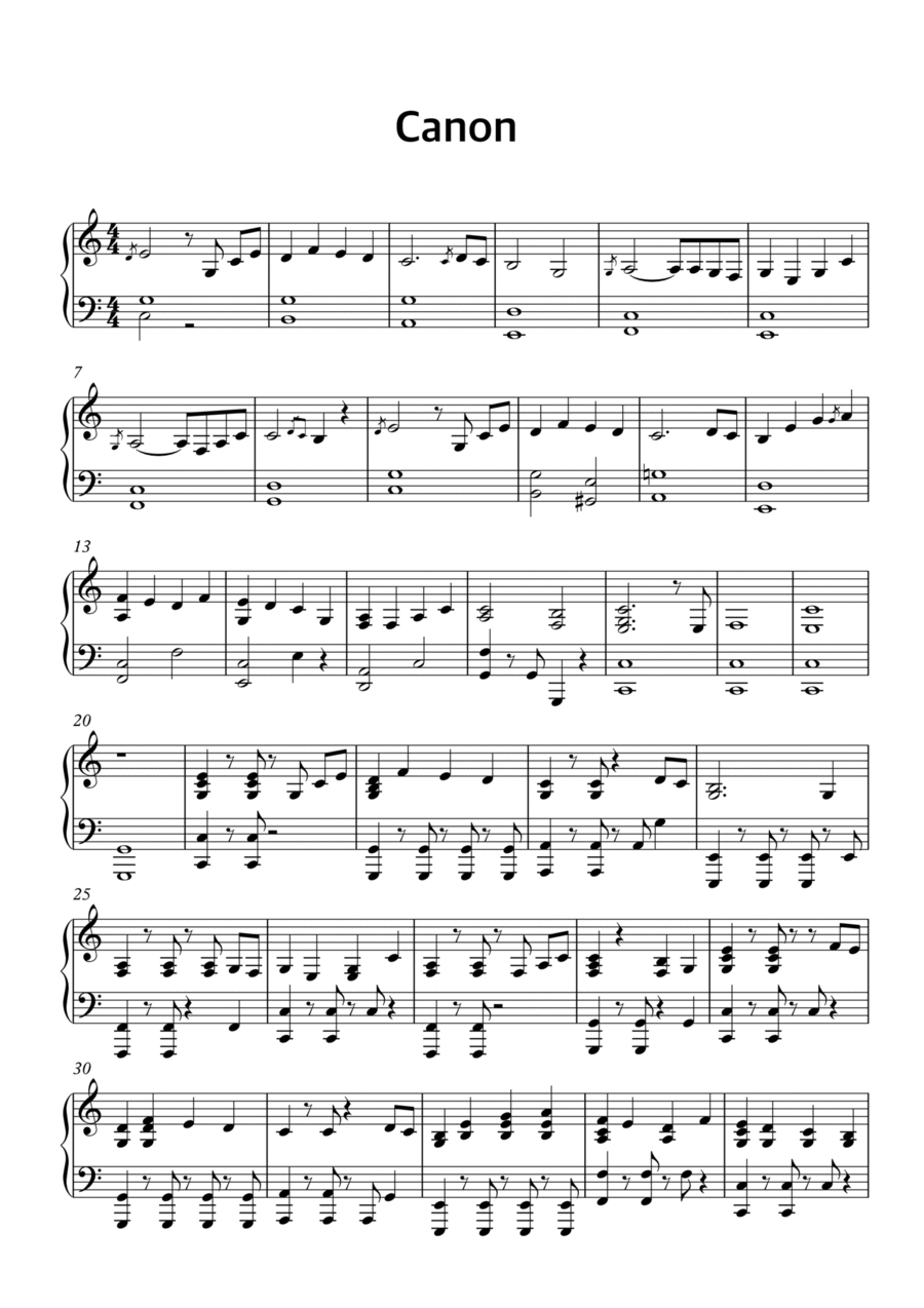 Canon rock version Piano Method scores gallery preview page 1