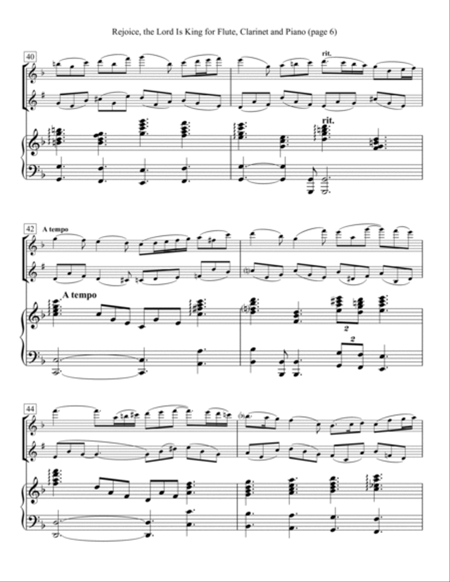 Rejoice, the Lord is King for Flute, Clarinet and Piano Woodwind Duet scores gallery preview page 6