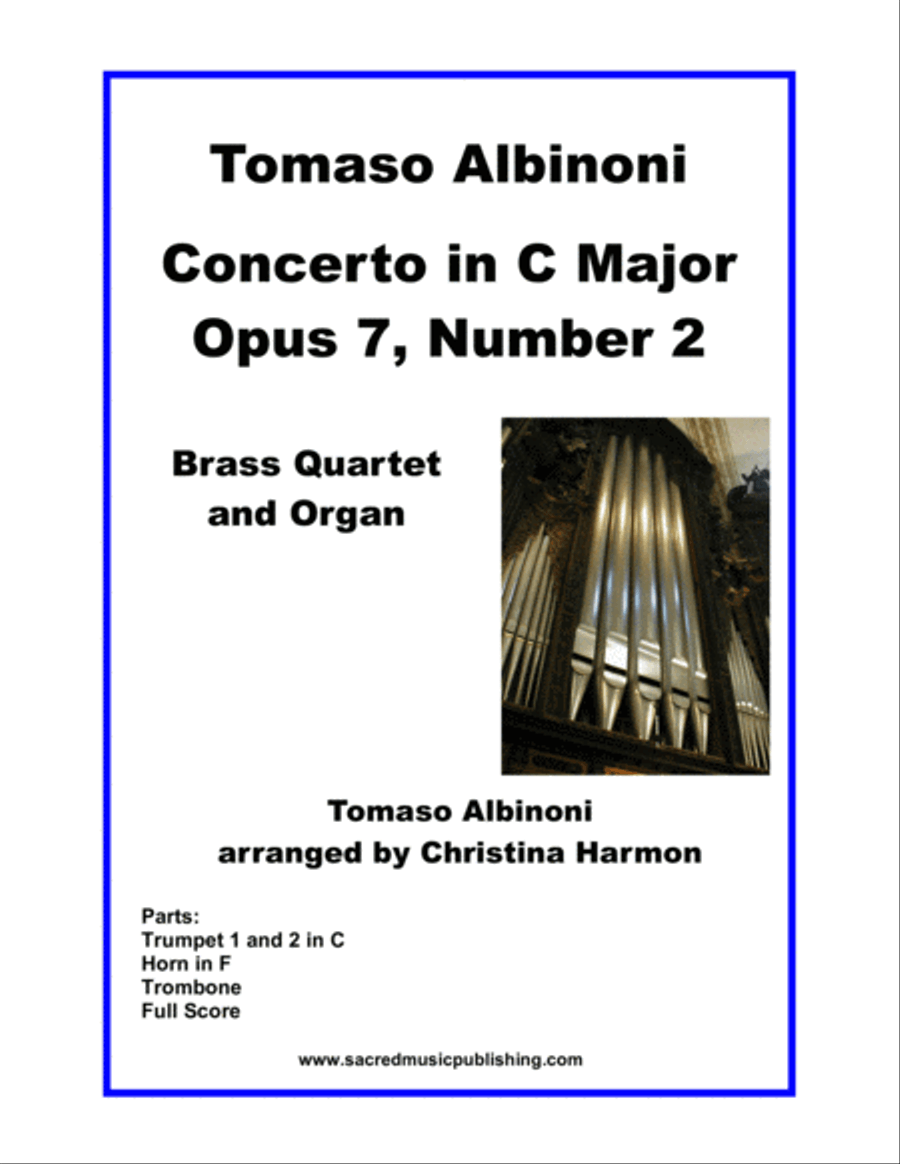 Albinoni Concerto in C Major Opus 7, Number 2 - Brass Quartet and Organ Small Ensemble scores gallery preview page 1