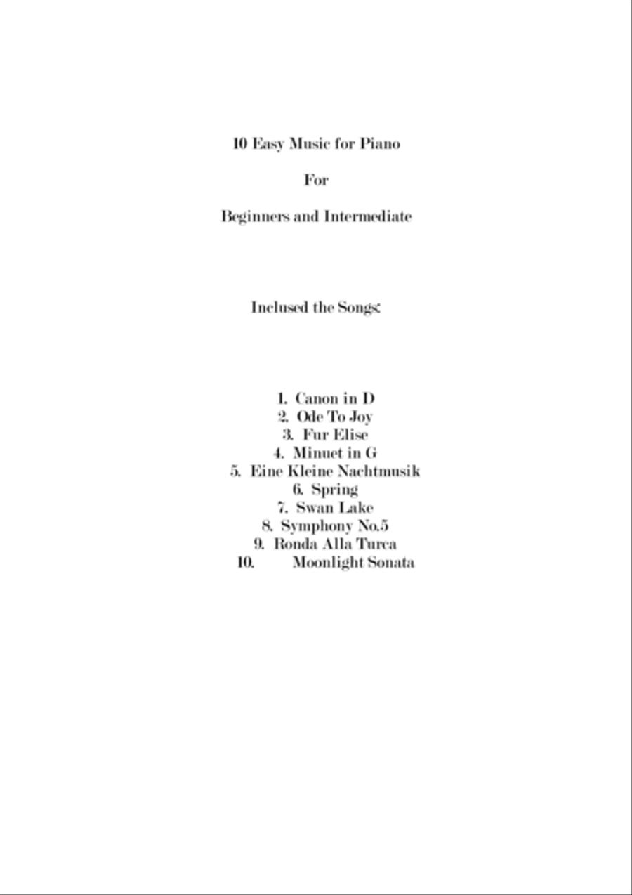 10 Music For Piano Easy - For Beginners and Intermediates Voice scores gallery preview page 2