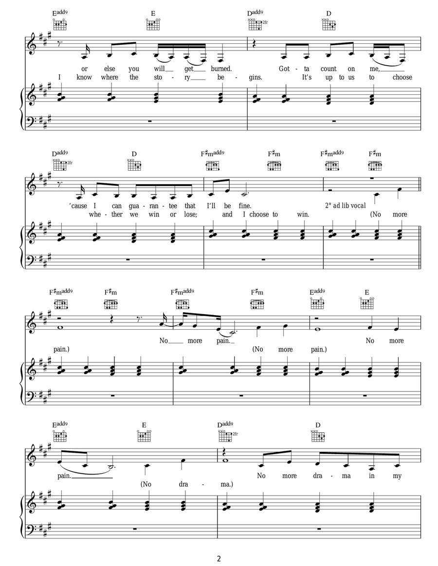 No More Drama Piano, Vocal scores gallery preview page 2