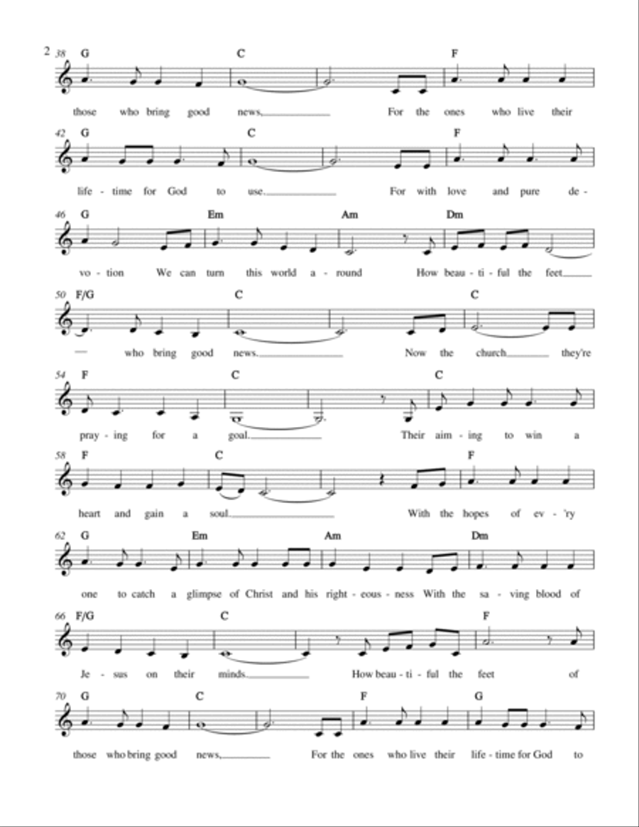How Beautiful the Feet Piano, Vocal, Guitar scores gallery preview page 2