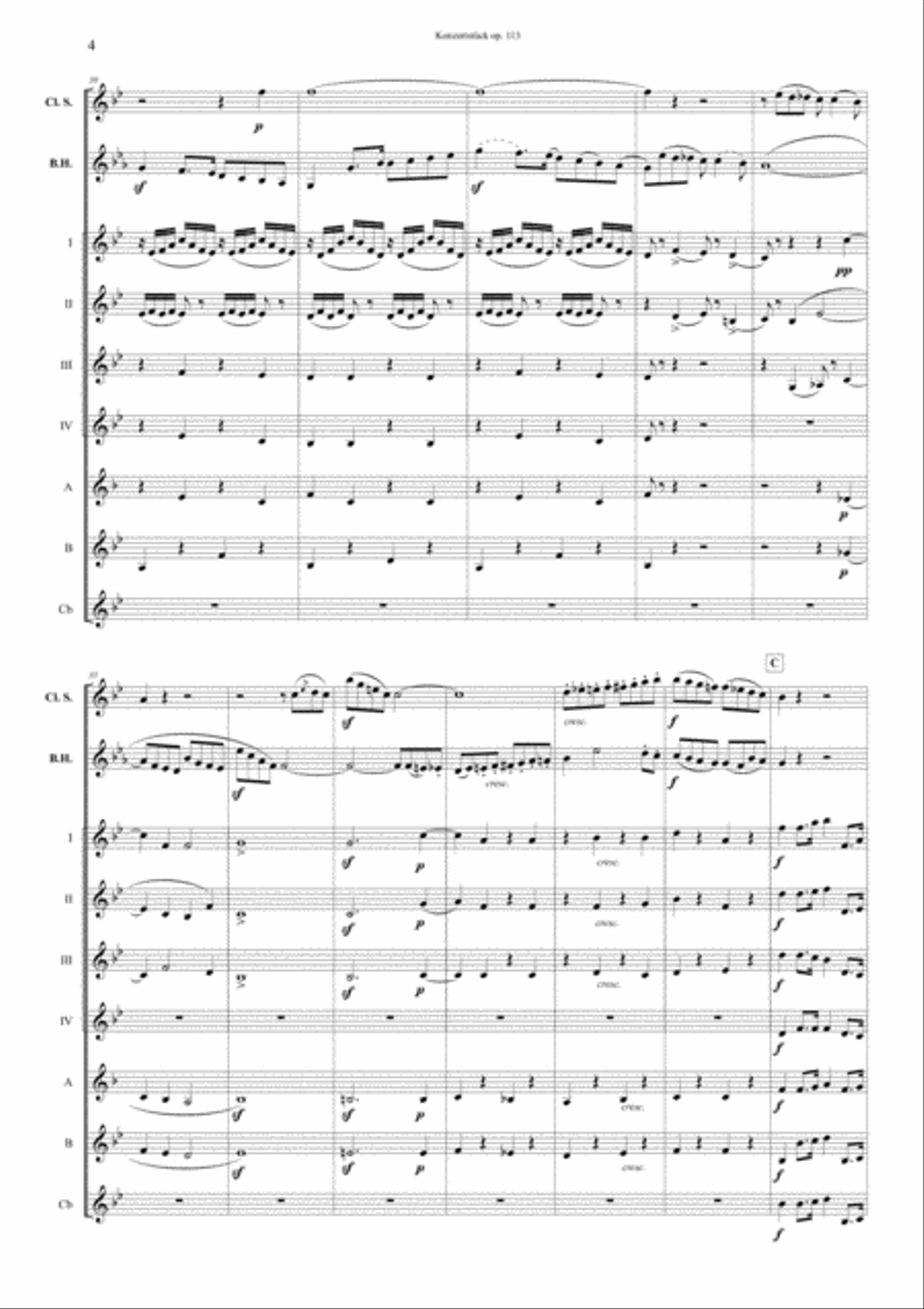 F. Mendelssohn Bartholdy Konzertstück op. 113 for Clarinet, Basset Horn and Orchestra – Transcrip Woodwind Ensemble scores gallery preview page 4