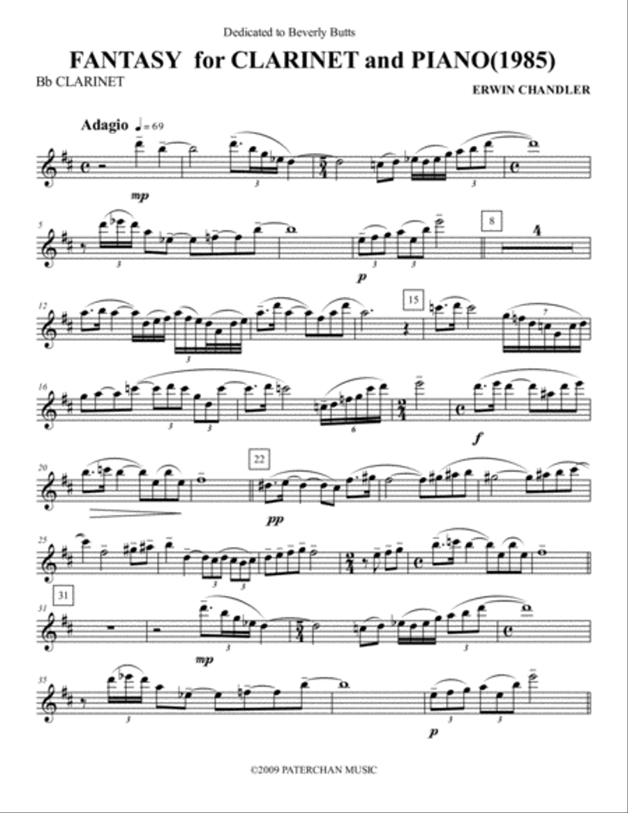 FANTASY FOR CLARINET PIANO Clarinet Solo scores gallery preview page 2
