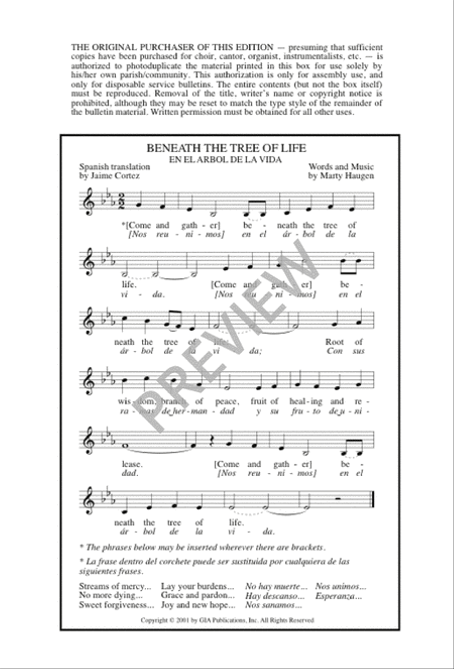 Beneath the Tree of Life / En el Árbol de la Vida 4-Part scores gallery preview page 11
