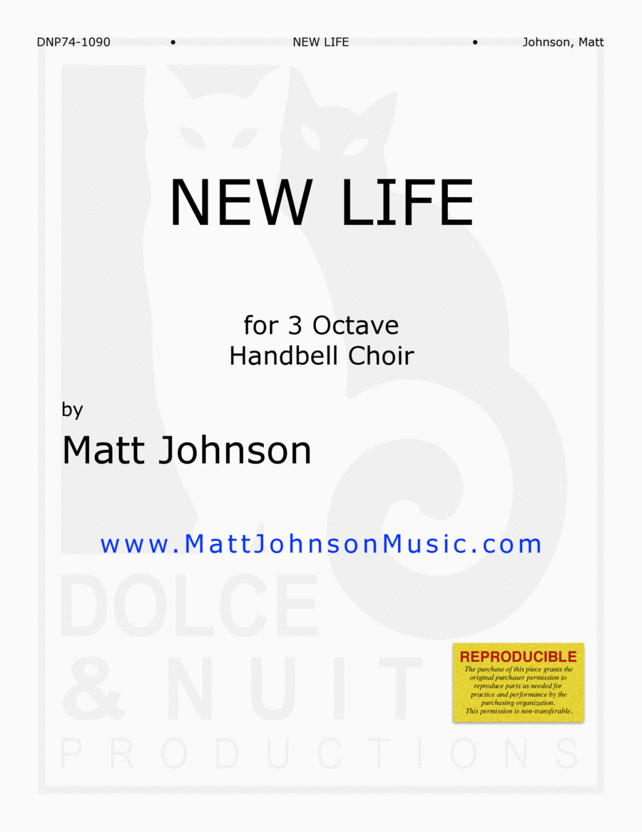 New Life ~ 3-octave handbell choirs, with optional cello - REPRODUCIBLE 3-Octaves scores gallery preview page 1