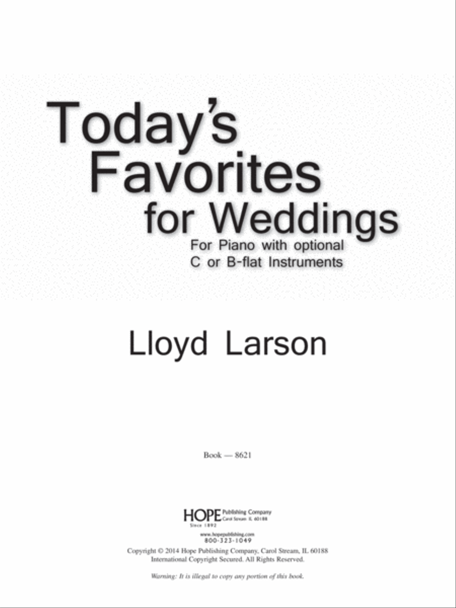 Today's Favorites for Weddings Piano Solo scores gallery preview page 2